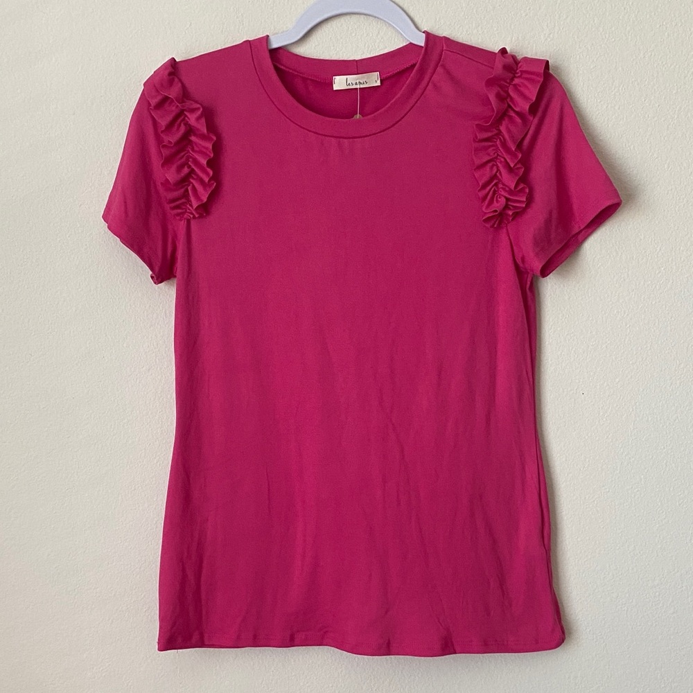 Stylish Pink Ruffle Sleeve Tee